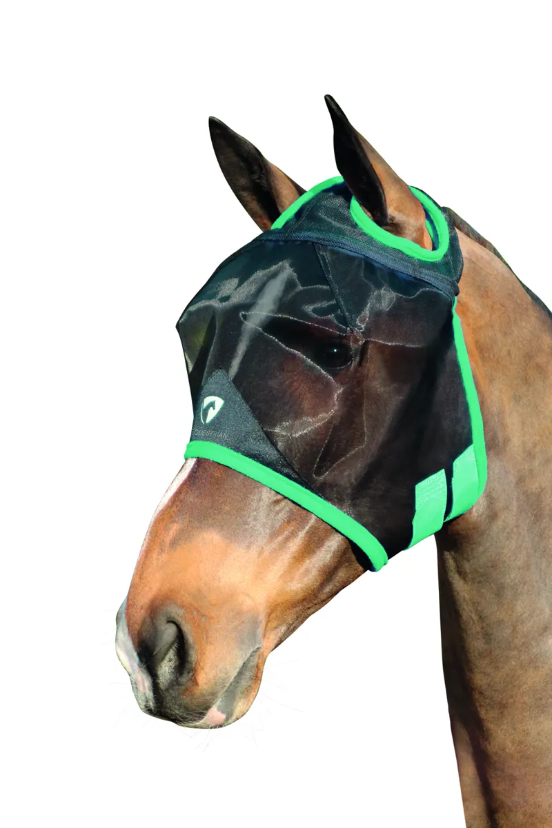 Hy Equestrian Mesh Half Mask Without Ears - Black/Teal